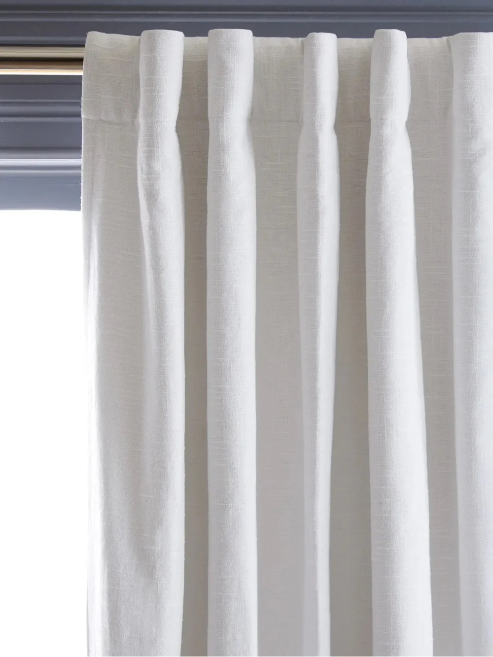 QUINCE Set Of 2 48x108 Cotton Slub Room Darkening Curtains White 0213